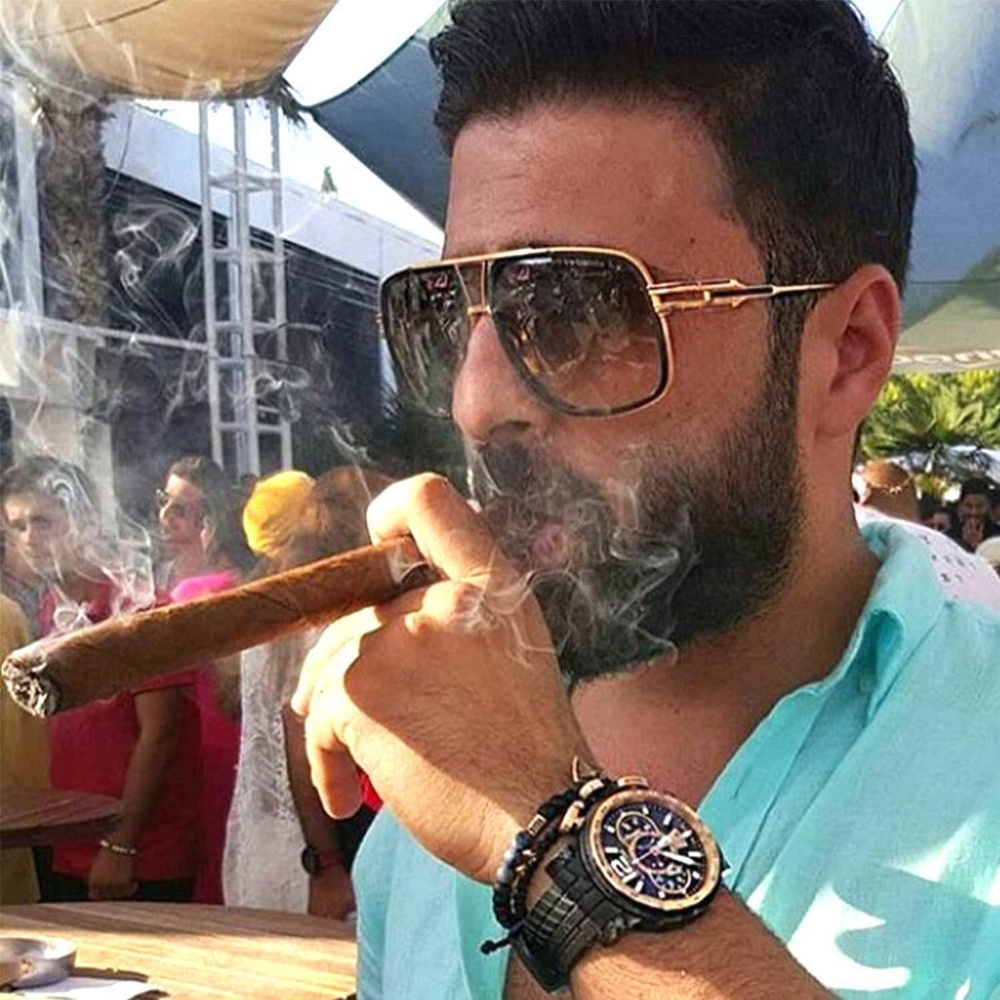Designer Oversized Square Aviator Sunglasses Men